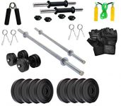 V22 Home Gym Combo, Gym Equipments with PVC Dumbbell Plates, 3Ft,4Ft Straight Rod and Dumbbell Rods