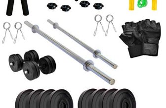 V22 Home Gym Combo, Gym Equipments with PVC Dumbbell Plates, 3Ft,4Ft Straight Rod and Dumbbell Rods