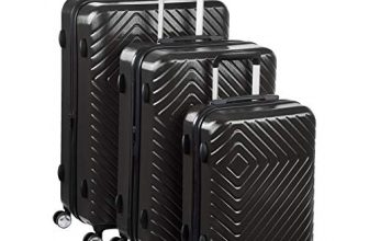 AmazonBasics Geometric Luggage – 3 piece Set (55cm, 68cm, 78cm), Black