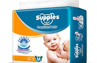 Supples Baby Pants Diapers, Medium (7-12 kg), 72 Count