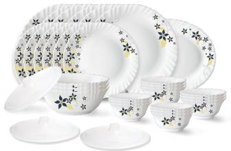 Larah By Borosil Viva Fluted Series Opalware Dinner Set | 31 Pieces For Family Of 6 | Microwave & Dishwasher Safe | Bone-Ash Free | Crockery Set For Dining & Gifting | Plates & Bowls | White