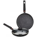 Amazon Brand – Solimo Aluminium 3 Piece Non-Stick Cookware Set With Detachable Handle | Granite Finish | Induction Base | Pfoa Free | High Temperature Resistant Exterior Coating | Black