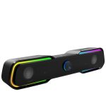 HP DHE-6002 Wired Speaker, 3.5mm aux connectivity, Surround sound, PC and phone compatible, Easy volume controls, Touch-controlled RGB lighting, 1-year warranty, 0.77 kg, Black, 8C573AA