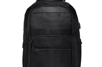 Laptop Backpack with USB Charging Port, Water Resistant Material, and Padded Shoulder Straps (BLACK)
