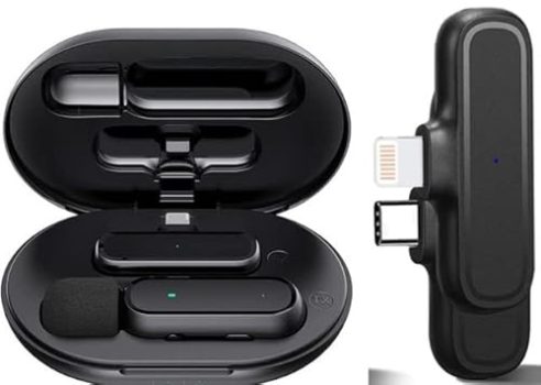 Z6 Digital Mini Portable Wireless Microphone Recording Clip Mic with Receiver for All Android Type C Smart Phone ,iOS iPhone Mobile Phones,tablets, PC: for Vlogging,YouTube Online Class,Zoom Call