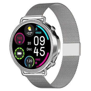 Vibez by Lifelong Ornate Smartwatch For Women with HD Display|Body Temprature |24×7 Heart Rate & SpO2 Tracking|8 Sports Mode|Sleep Monitor|IP67|7 days Battery Backup (VBSWW45, 1 Year Manufacturer Warranty, Silver)