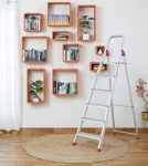 Amazon Basics Foldable 6-Step Aluminium Ladder | Double-Lock with Hinges | Skid-Proof | Lightweight (Maroon)