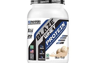 Mettle Blaze Whey Protein | 24g Protein | 10.66g BCAA | 8.09g Glutamine | 100% Natural Whey, Lean Muscle Growth, Muscle Recovery | Whey Protein (Malai Kulfi, 1kg)
