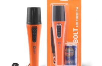 Orient Electric Bolt LED Torch Light | Orange & Black, Pack of 1