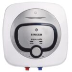 SINGER Aqua Lava 15 L Glass Line Storage Water Heater (Geyser) | With Free Inlet & Outlet Pipe | 5 Star Energy Saving | 2000W Heating | 8 Bar Pressure | 5-Level Safety | ISI Certified | White & Silver