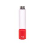 Fuze Borosilicate Glass Bottles with Aniti-Skid Silicone Sleeve | Perfect For Collge, Work & Commute | Borosilicate Glass Bottles (Red) – Pack of 2