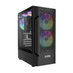 GAMDIAS Aura GC7 ARGB Mid-Tower Computer Case/Gaming Cabinet | Supports ATX, Micro-ATX, Mini-ITX | Pre Installed Front 2 x 120mm RGB/Rear: 1 x 120mm RGB Fan | Black