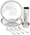 Amazon Brand – Solimo Stainless Steel Dinnerware Set, 16 Pieces, Solid