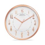 French Connection Elegant Analog Golden Case Round Wall Clock with White Dial – Size: 12 Inches – FCWC09-A