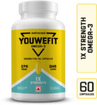 YouWeFit Omega-3 Fish Oil | 1000mg Daily Strength Fish Oil Capsules | No Fishy Burps(60 Capsules)