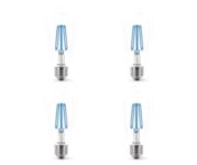 PHILIPS 4-watt E27 ST64 LED Glass Amber Filament Bulb | Decorative LED Bulb for Home Decoration | Blue, Pack of 4