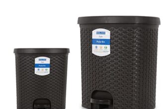 Kolorr Magnum Dustbin Combo Pack of 2 Plastic Pedal Dustbins/Trash Can/Garbage Waste Bin with Lid for Home, Kitchen, Office, Bathroom & Washroom – 6+ 14 Liters (Dark Brown)