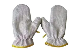 MIXOSA Non-Scratch Wire Dishwashing Hand Gloves Stainless Steel Scrubber for Washing Dishes & Utensils, Machine Washable, Reusable Kitchen Non-Scratch, MultipurposeCleaning Gloves (1 Pair)