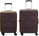 ARISTOCRAT Airstop Pro 2 (Small 55cm Medium 65cm) Suitcase Cabin & Check-in Set 4 Wheels – 25 Inch