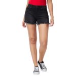 Spykar Mid Rise Black Shorts for Women (Size: 32)-WSRD1BD004