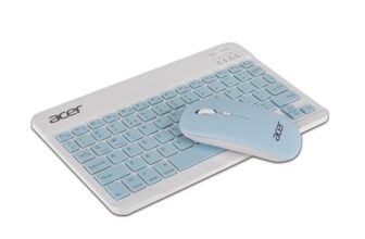 Acer Nano Pad Rechargeable Bluetooth Keyboard & Mouse Combo, 3 DPI Upto 1200 DPI, 78 Keys Anti Slip Back, Ultra Thin Design for Tablet, Laptop, Mobile, 10m Working Distance, Scissor Footed (Blue)