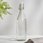 Home Centre – Glass Water Bottle with Stopper – 1L | Infinity Ardour | Transparent Bottle | Kitchen Container | Beverage Holder – Transparent