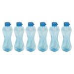 PEARLPET Twist BPA-Free Plastic Water Bottle Set |Lightweight, Leak-Proof & Freezer Safe – Pack of 6 (1000ml Each), Blue