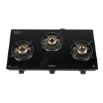Havells GEOSLIM JUMBO Gas stove |3 Heavy Duty Forged Brass Burner|6 mm Toughened Glass|Premium Valves|Removable Drip Tray|Soft Touch Knobs|5 year Warranty on Burners, Glass & Valves by Havells (Black)