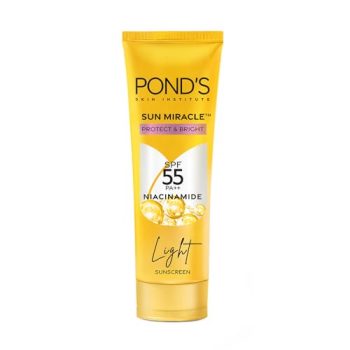 POND’S Serum boost sunscreen For All skin types prevent and fade dark patches with the power of SPF 55 and NIACINAMIDE-C Serum 100g