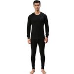 Amul Comfy Men’s Parka Round Neck and Trouser Thermal Set Black