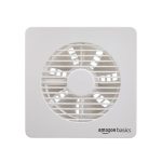 Amazon Basics Axial 6” Fan | 22W | 7 Blades | 135 mm Sweep | 7.5 dB Low Noise | Window Mount | Wall Switch Control | White Plastic Body