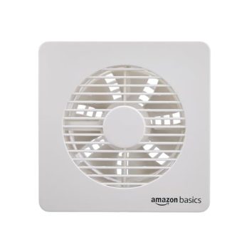 Amazon Basics Axial 6” Fan | 22W | 7 Blades | 135 mm Sweep | 7.5 dB Low Noise | Window Mount | Wall Switch Control | White Plastic Body