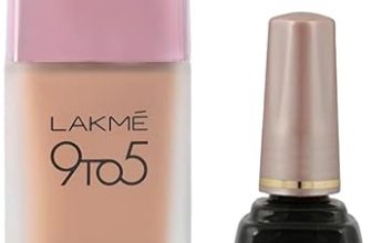 LAKMÉ 9To5 Primer + Matte Perfect Cover Liquid Foundation for combination Skin,Buildable, W240 Warm Beige, 25 Ml And Lakme Insta Eye Liner, Black, 9Ml