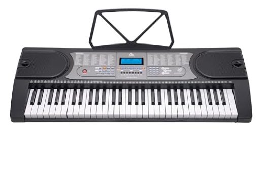 Audio Array AK-61 Pro 61-Key Portable Electronic Keyboard with LCD Display, Built-in Speakers, Mic Input & Included Mics, 255 Timbres, 512 Rhythms, Battery & Adapter Powered