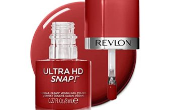 REVLON Ultra HD Snap Nail Polish, Glossy Nail Color, 100% Vegan Formula, No Base and Top Coat Needed, 014 Red and Real, 0.27 Fl Oz