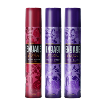 Engage Nature Deo: 2 French Garden & 1 Berry Bloom (150ml X 3) Deodorant Spray  –  For Women(450 ml, Pack of 3)