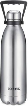 BOROSIL 1800ml Bolt 24 Hours Hot and Cold, Double Wall Vaccum Insulated Flask Bottle 1800 ml Steel Bottle(Pack of 1, Steel/Chrome)