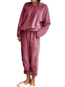 KOTTY Women’s Fleece Co-Ord Set for Stylish Winter Look (Pink,S)-KTYWINTERSET175S