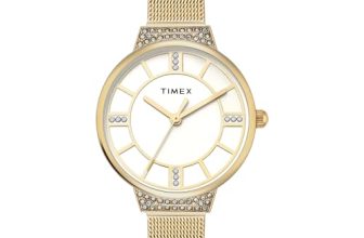 TIMEX Champagne Round Dial Analog Women’s Watch – TWEL22401