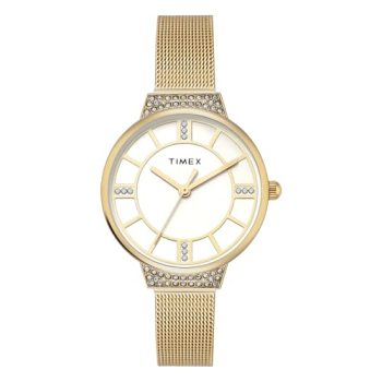 TIMEX Champagne Round Dial Analog Women’s Watch – TWEL22401