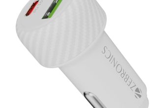 Zebronics 48W Car Charger with Dual Output – Type-C (30W) & USB (18W), PPS Tech, Rapid Charging, LED Indicator, for Smartphones, iPhones, Tablets, Earbuds (CC48 Plus, White)