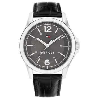 Tommy Hilfiger Analog Grey Dial Leather Strap Watch for Men