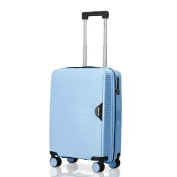HRX Parabola Cabin Size Light Blue Polypropylene Hard Shell Suitcase – Premium Travel Trolley Bag with 8 Spinner Wheels, Number Lock & Water Resistant Body