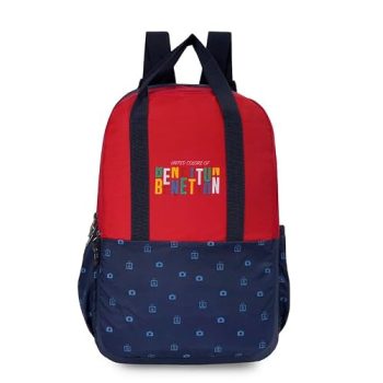 UNITED COLORS OF BENETTON Fermo Unisex 13L Casual 3 Compartment School Backpack – Red+Navy