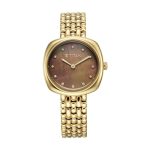 Titan Aura Phase Quartz Analog Brown Dial Golden Stainless Steel Strap Watch for Women-95241YM01