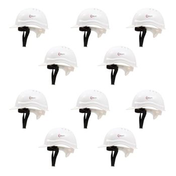 Robustt Safety Helmet – White (Pack of 10) | Adjustable Headband | Heavy Duty Material | As Per ISI Safety Standard | Non Irritant and Soft Fabric | Lightweight and Durable