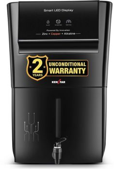 Kenstar Black Pureza. 8 L RO + UV + UF + Copper + Alkaline + Minerals Water Purifier Needs no service for 2 years(Black)