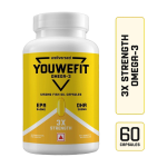 YouWeFit Omega-3 Fish Oil | 1250mg Triple Strength Fish Oil Capsules | No Fishy Burps(60 Capsules)