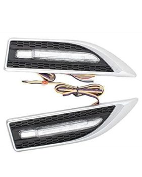 Aksmit Car Side Fender Light with 3 Colour Led Indicator Light (Silver) For Exuv300