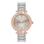 Daniel Klein Analog Silver Round Dial Silver Metal Strap Stone-Studded Water-Resistant Wrist Watch for Women Girls, Ladies DK11138-8